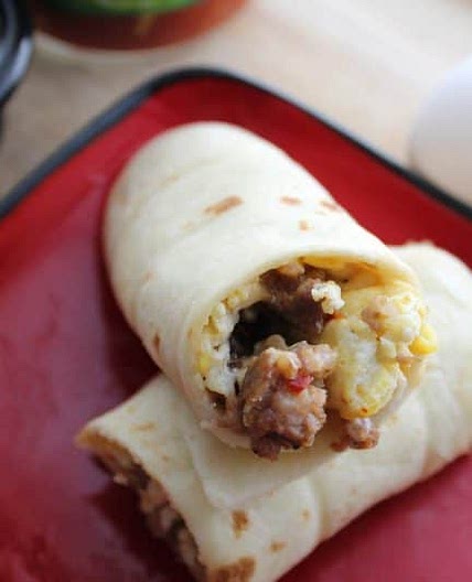Sausage, Egg and Cheese Breakfast Burritos