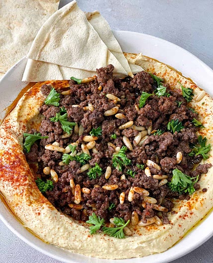 Hummus with Spiced Meat