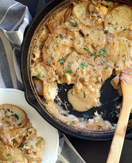 Vegan Scalloped Potatoes and Cauliflower with Jamaican Curry Spices