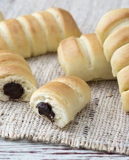 Merendine di pasta brioche al cioccolato