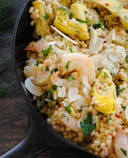 Lemon and Artichoke Couscous with Shrimp