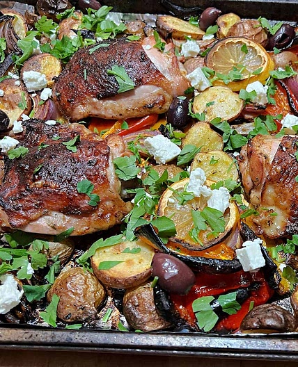 Mediterranean Sheet Pan Chicken Dinner