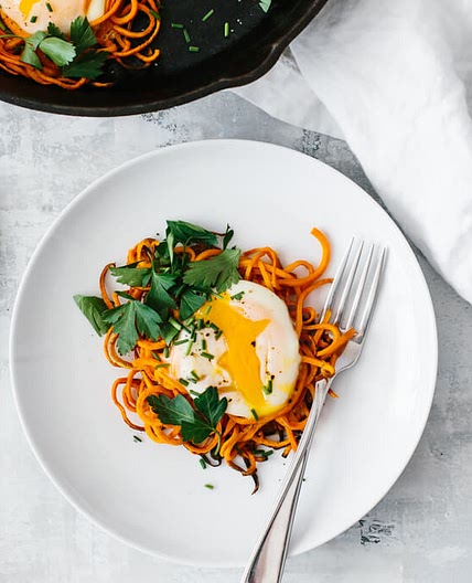 Spiralized Sweet Potato Egg Nests
