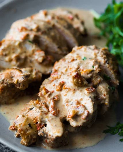 Instant Pot Chicken Breasts with Sun Dried Tomato Cream Sauce
