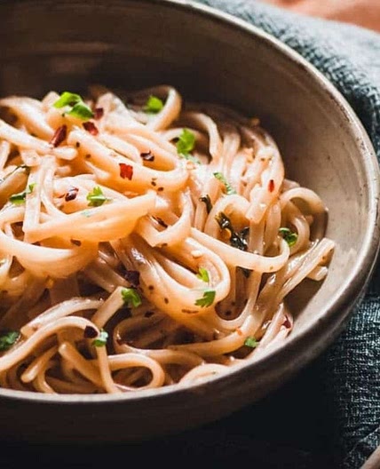 Instant Pot Sticky Maple Ginger Rice Noodles (Gluten-Free, Vegan)