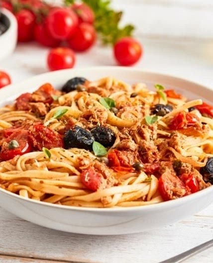 Pasta alla Puttanesca with Canned Tuna (Italy)