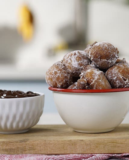 Carrot Cake Beignets with Chocolate Sauce