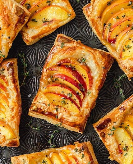 Peach and Thyme Tarts with Gruyere