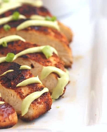 Blackened Chicken with Avocado Cream Sauce Recipe (Stove or Air Fryer)