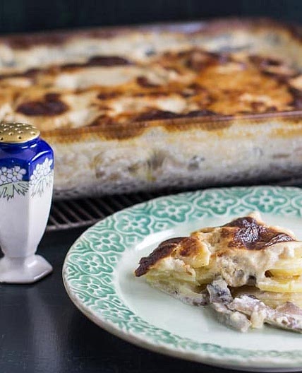 Low FODMAP Potato Cheese Gratin with Mushrooms