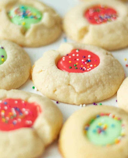 Thumbprint Cookies with Icing and Sprinkles (or Nuts)