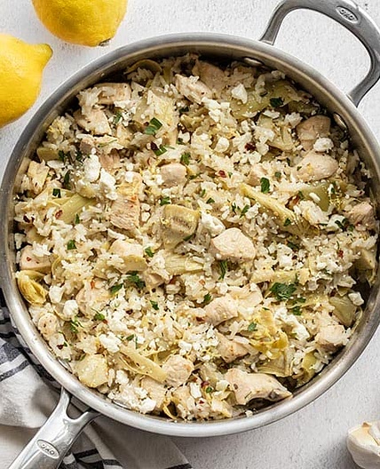 One Pot Lemon Artichoke Chicken and Rice