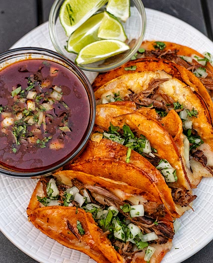 Birria Quesatacos with Consomé