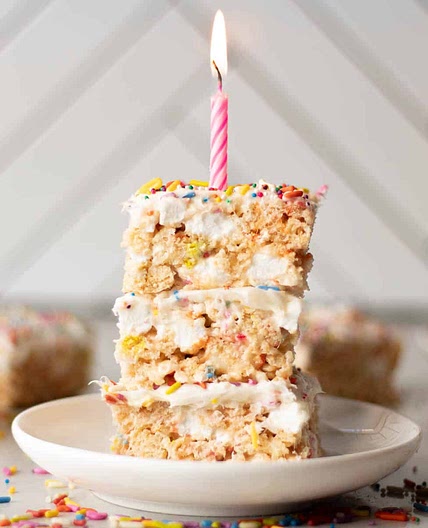 Birthday Rice Krispie Treats - Cake Batter Recipe