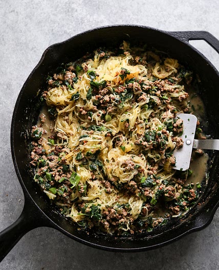 Spaghetti Squash with Paleo White Bolognese Sauce