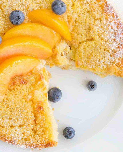 Peaches & Cream Cottage Cheese Breakfast Cake