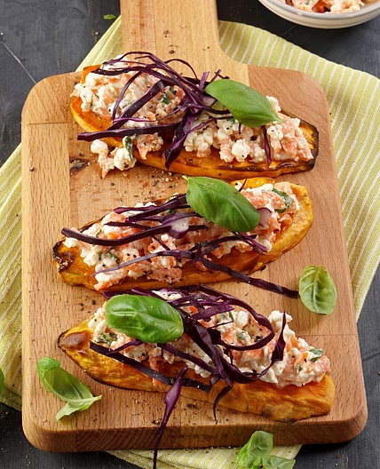 Hüttenkäse-Aufstrich auf Süßkartoffel-Toast