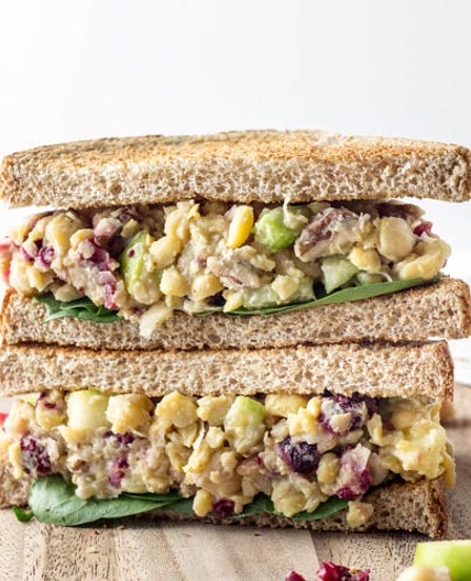 Vegan Cranberry Apple Chickpea Salad Sandwich