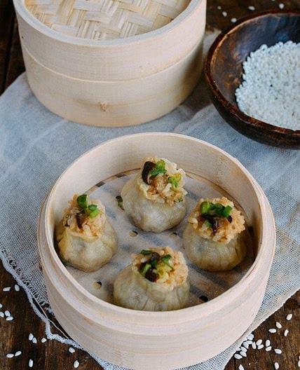 Sticky Rice Mushroom Shumai w/ Homemade Wrappers (Vegan)