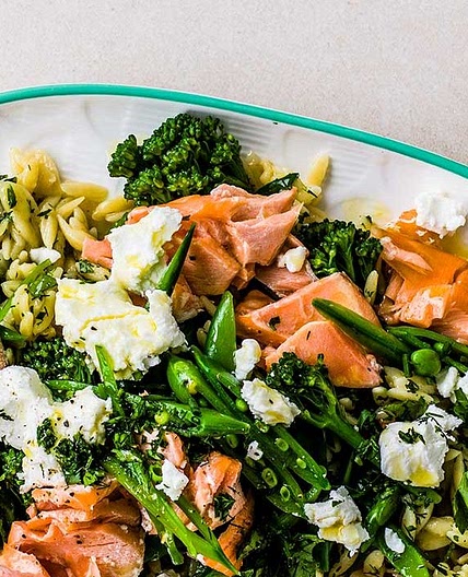 Salmon and spring veg orzo