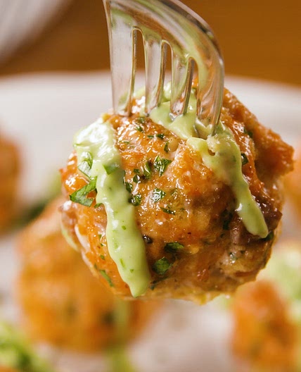 Salmon Meatballs With Avocado Crema