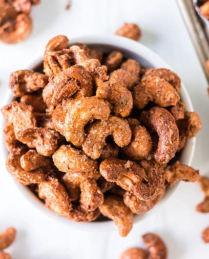 Cinnamon Sugar Candied Cashews