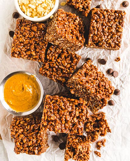 Peanut Butter and Chocolate Puffed Rice Treats