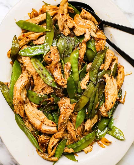 Easy Sesame Chicken and Snow Pea Stir Fry