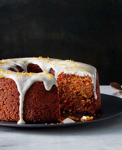 Carrot and Orange Cake with Sour Cream Glaze