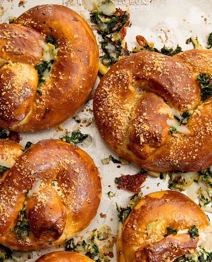 Spinach Artichoke Stuffed Pretzels