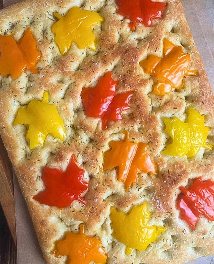 Fall Focaccia with Bell Pepper "Maple Leaves" Recipe