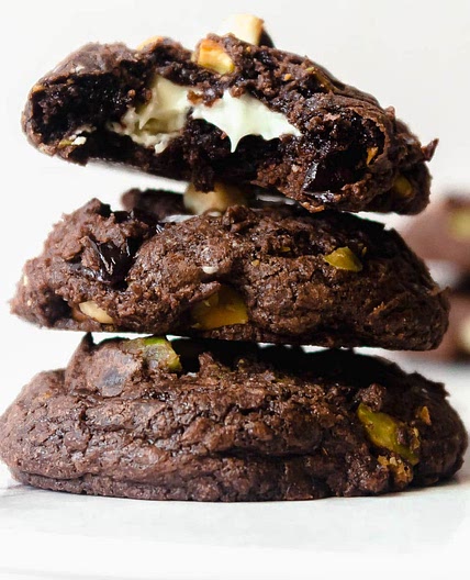 Brownie Mix Cookies with White Chocolate, Cherries, and Pistachios