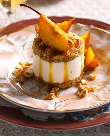 Mini cheesecake with ricotta cheese and pears