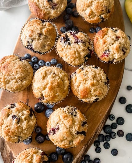 Easy Lightened Up Banana Blueberry Muffins