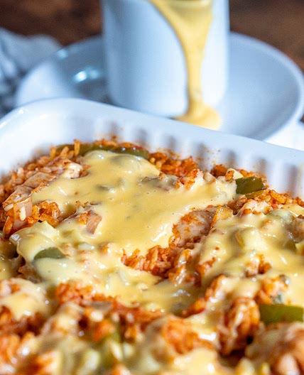 Queso Smothered Fajita Casserole