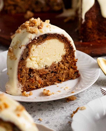 Cheesecake stuffed carrot bundt cake