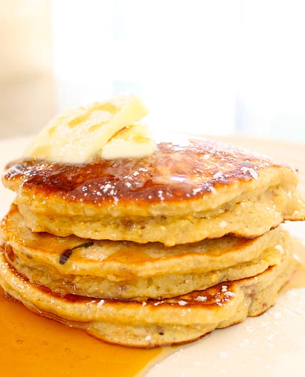 Banana BACON Pecan Pancakes