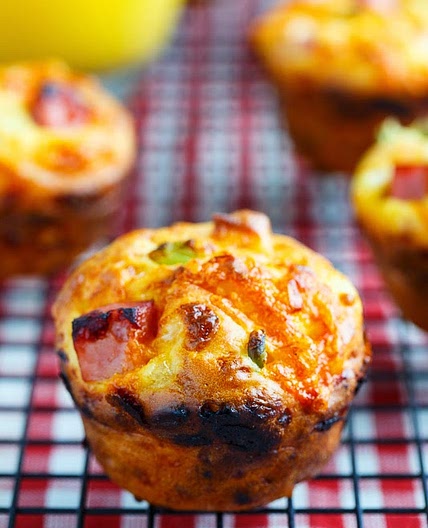 Cottage Cheese and Egg Muffins with Ham and Cheddar Cheese