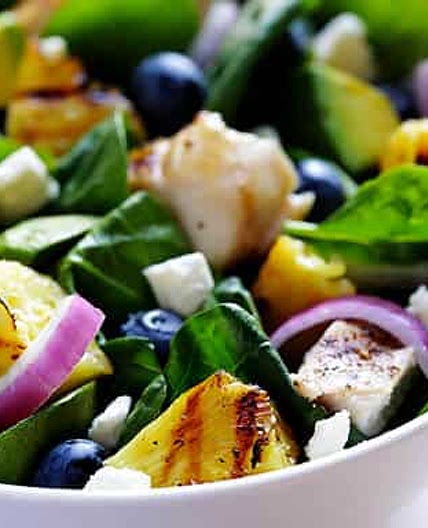 Grilled Pineapple, Chicken and Avocado Salad