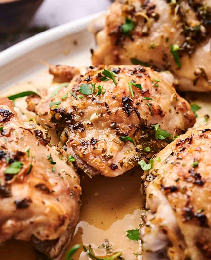 Herby sheet pan chicken thighs