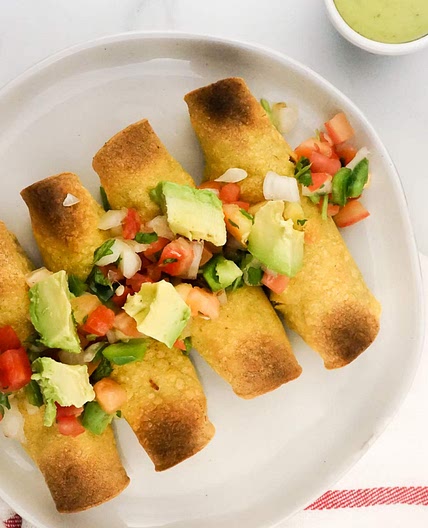 Baked Chicken and Bean Taquitos