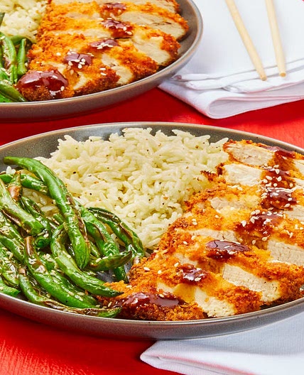 Chicken Katsu with Roasted Green Beans & Ginger Rice