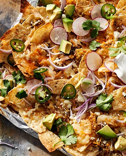 Sheet-Pan Green Chile Chicken Nachos