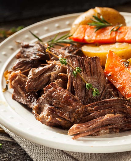 Slow Cooker Balsamic Shredded Beef (GF, DF, Paleo)