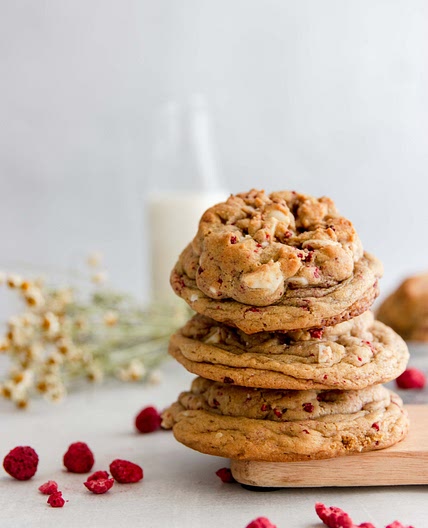 Brown Butter Raspberry White Chocolate Cookies