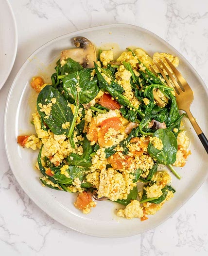 Vegan Tofu Scramble With Spinach