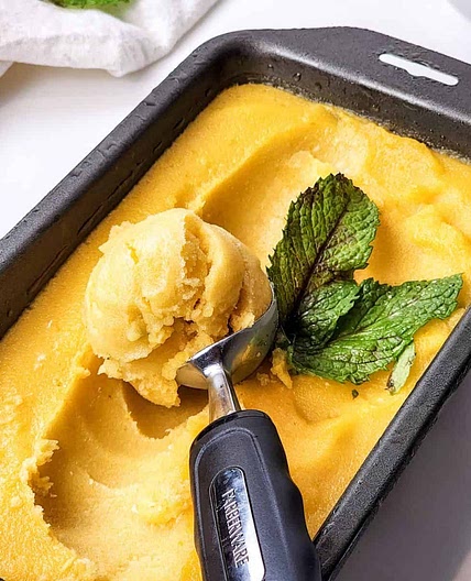 Peach Sorbet Recipe (3 Ingredients, No Churn)
