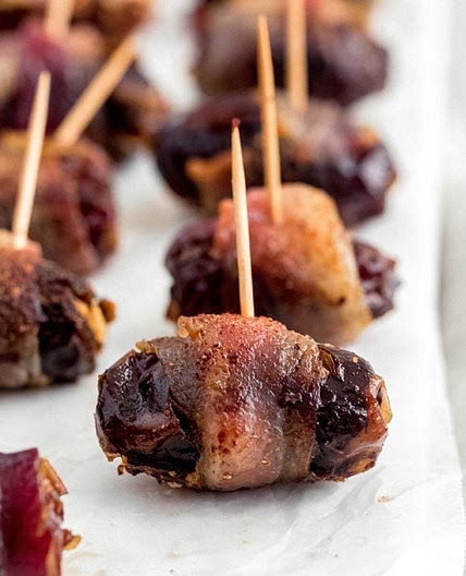 Bacon Wrapped Dark Chocolate + Goat Cheese Stuffed Dates