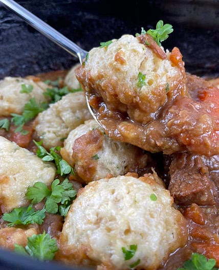 Slow Cooker Beef Stew and Dumplings