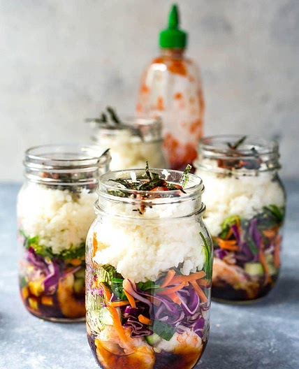 Dynamite Shrimp Sushi Jars {Meal Prep}